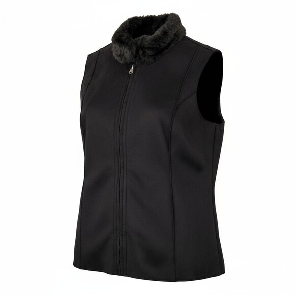 Coldwater Creek Women's Size 2X Black Swirl Fully Reversible Faux Suede Vest - Picture 1 of 6